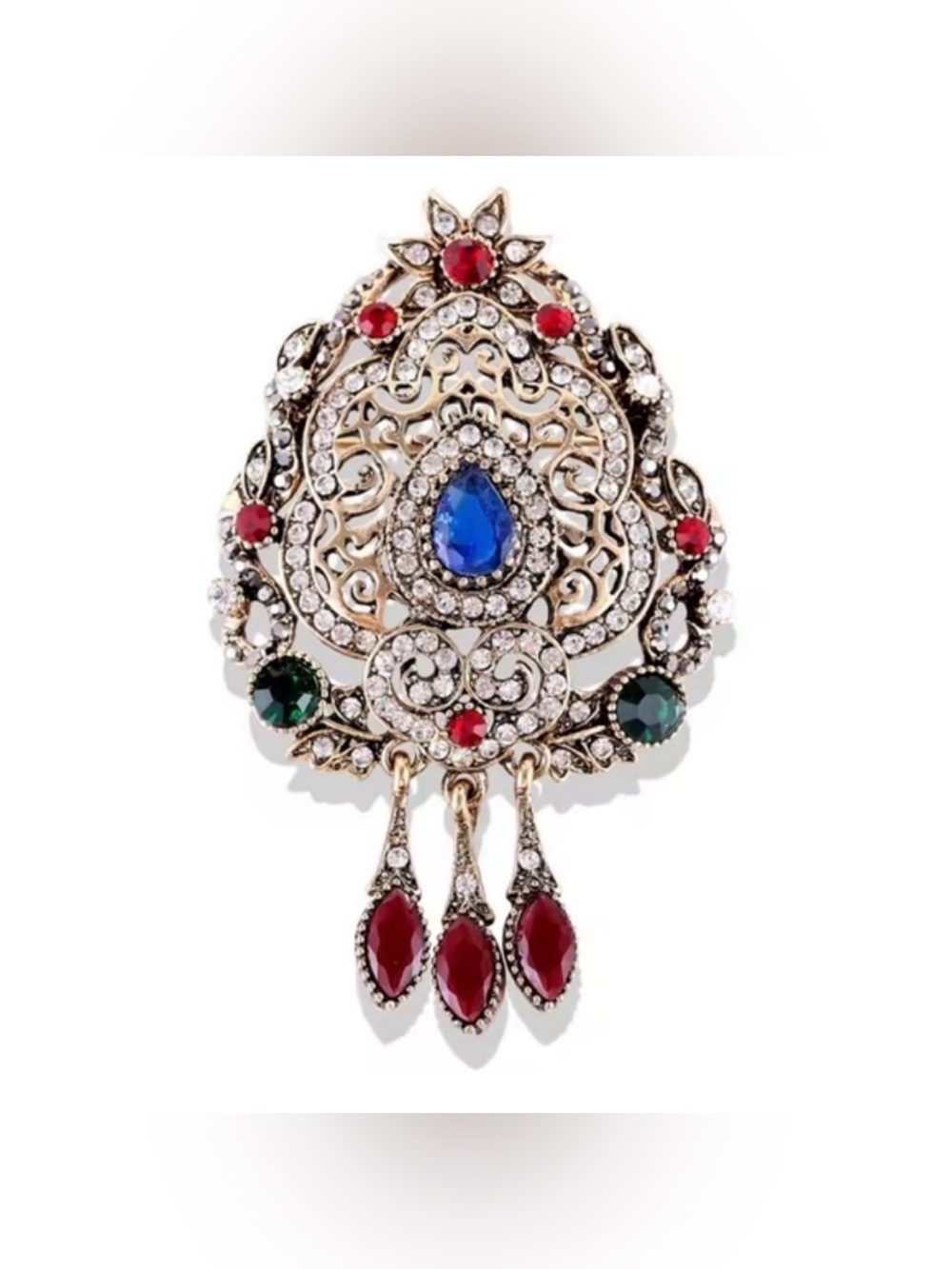 Vintage Baroque Openwork Palace Style Pendant Brooch Pin - Picture 8 of 8
